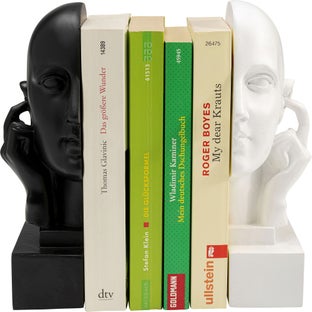 Soportes para libros en blanco y negro caras (2/Set) 12x21 cm – Imagen-1.