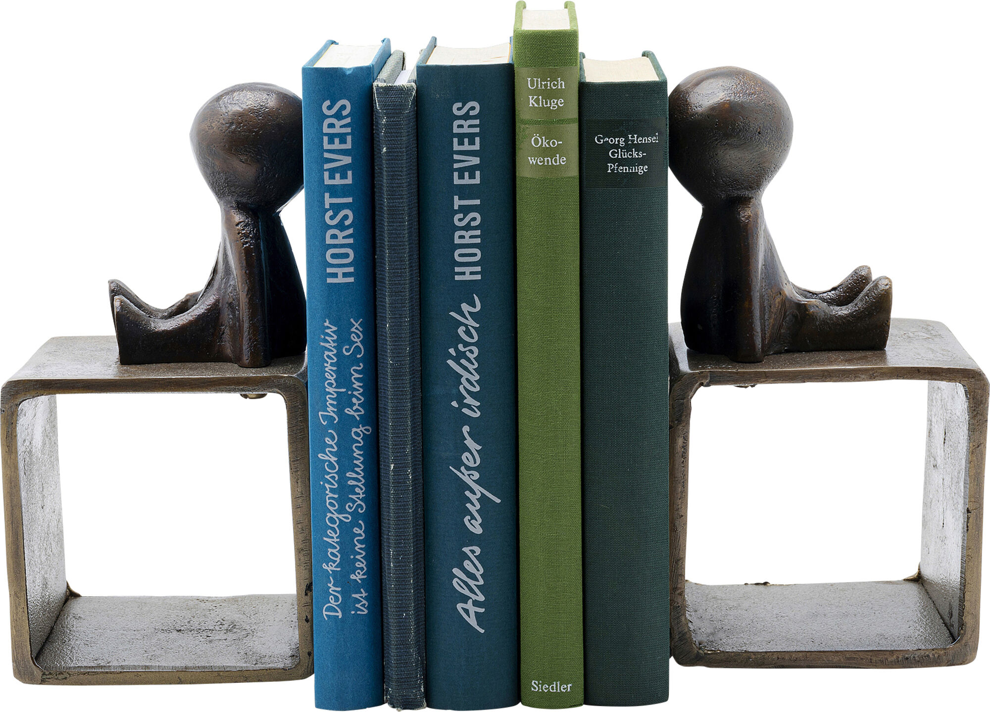 Podpórki na książki Little Males 2 el. 21x19 cm aluminium brązowe – grafika-1.