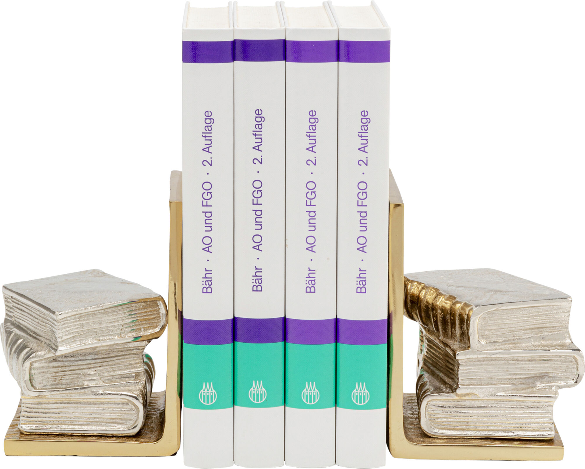 Podpórki na książki z aluminium srebrno-złote 15x23 cm – grafika-1.