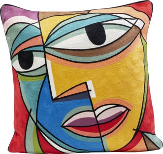Poduszka dekoracyjna abstrakcyjna kolorowa twarz 50x50 cm – obraz-1