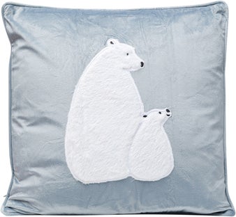 Poduszka dekoracyjna Bear Family 45x45 cm niebieska – obraz-1