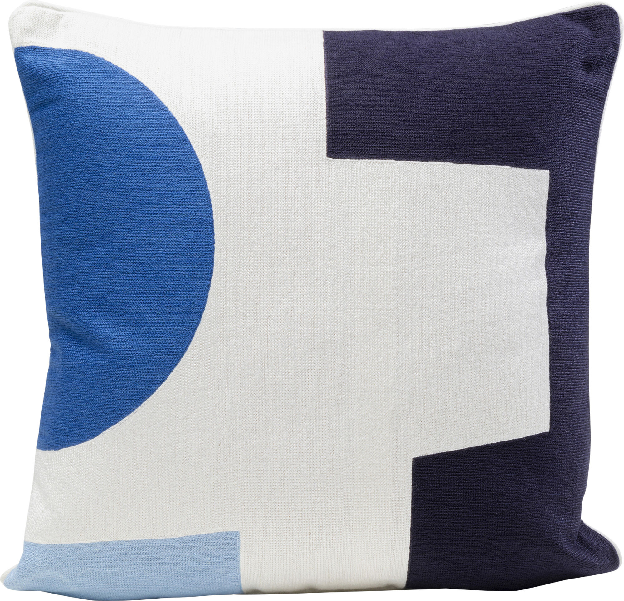 Poduszka dekoracyjna biało-niebieska wzorzysta 50x50 cm – obraz-1