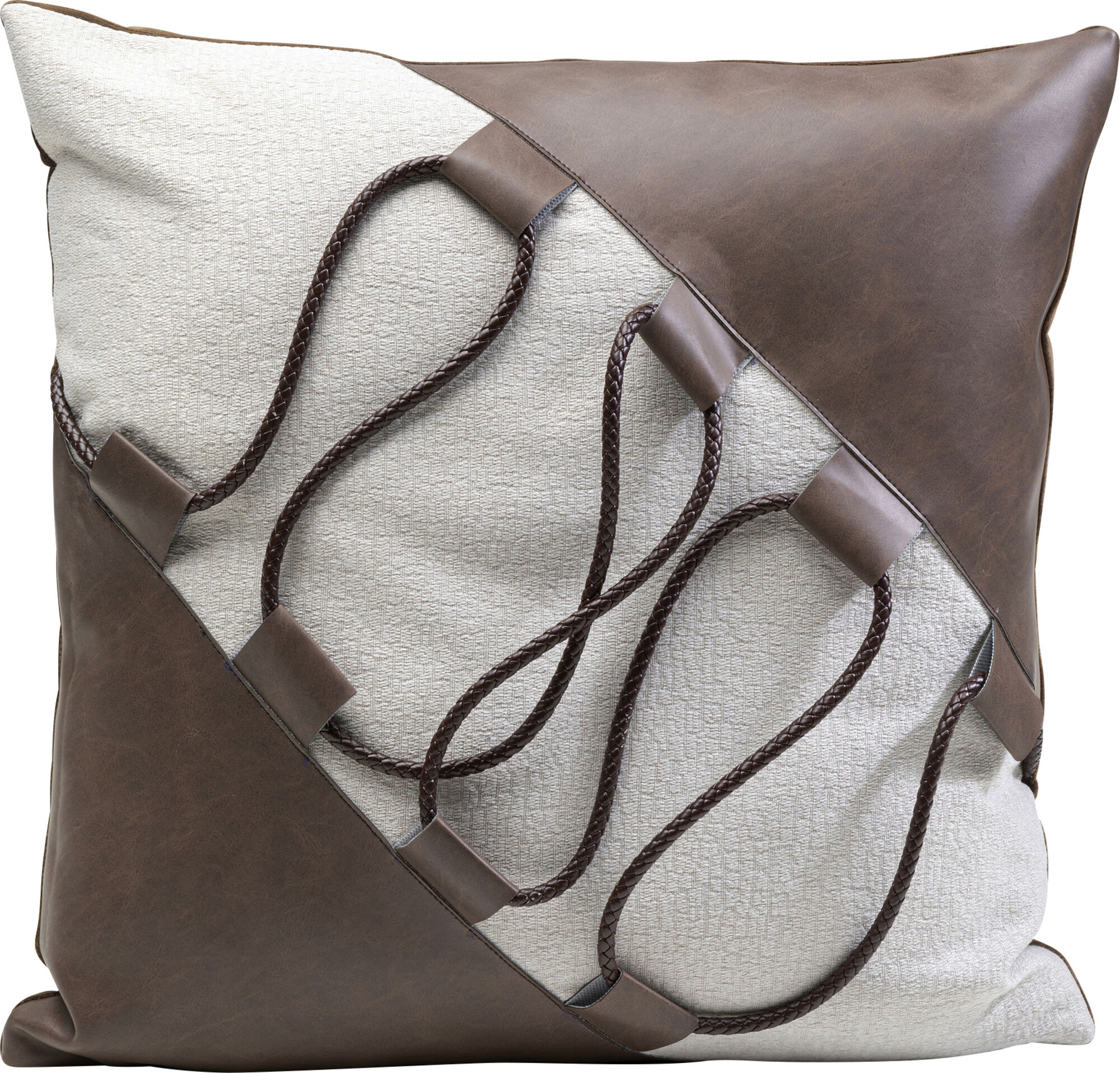 Poduszka dekoracyjna brązowa dekoracja ze sznurka 45x45 cm – obraz-1
