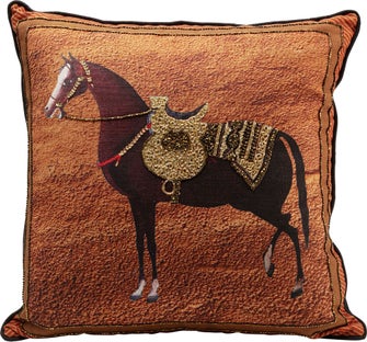 Poduszka dekoracyjna brązowa motyw zwierzęcy koń 45x45 cm – obraz-1
