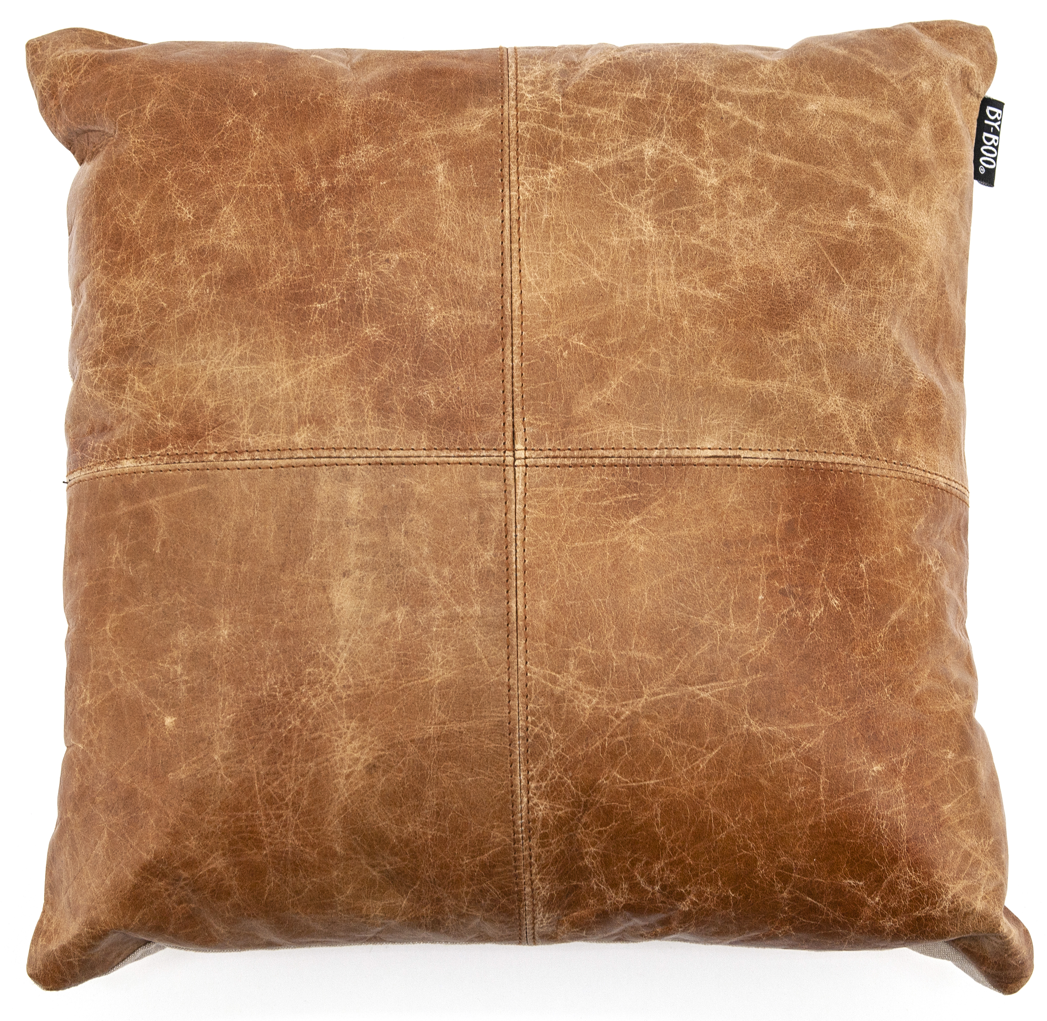 Poduszka dekoracyjna skórzana brązowa 45x20 cm – obraz-1