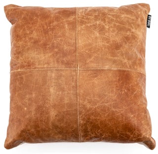 Poduszka dekoracyjna skórzana brązowa 45x20 cm – obraz-1