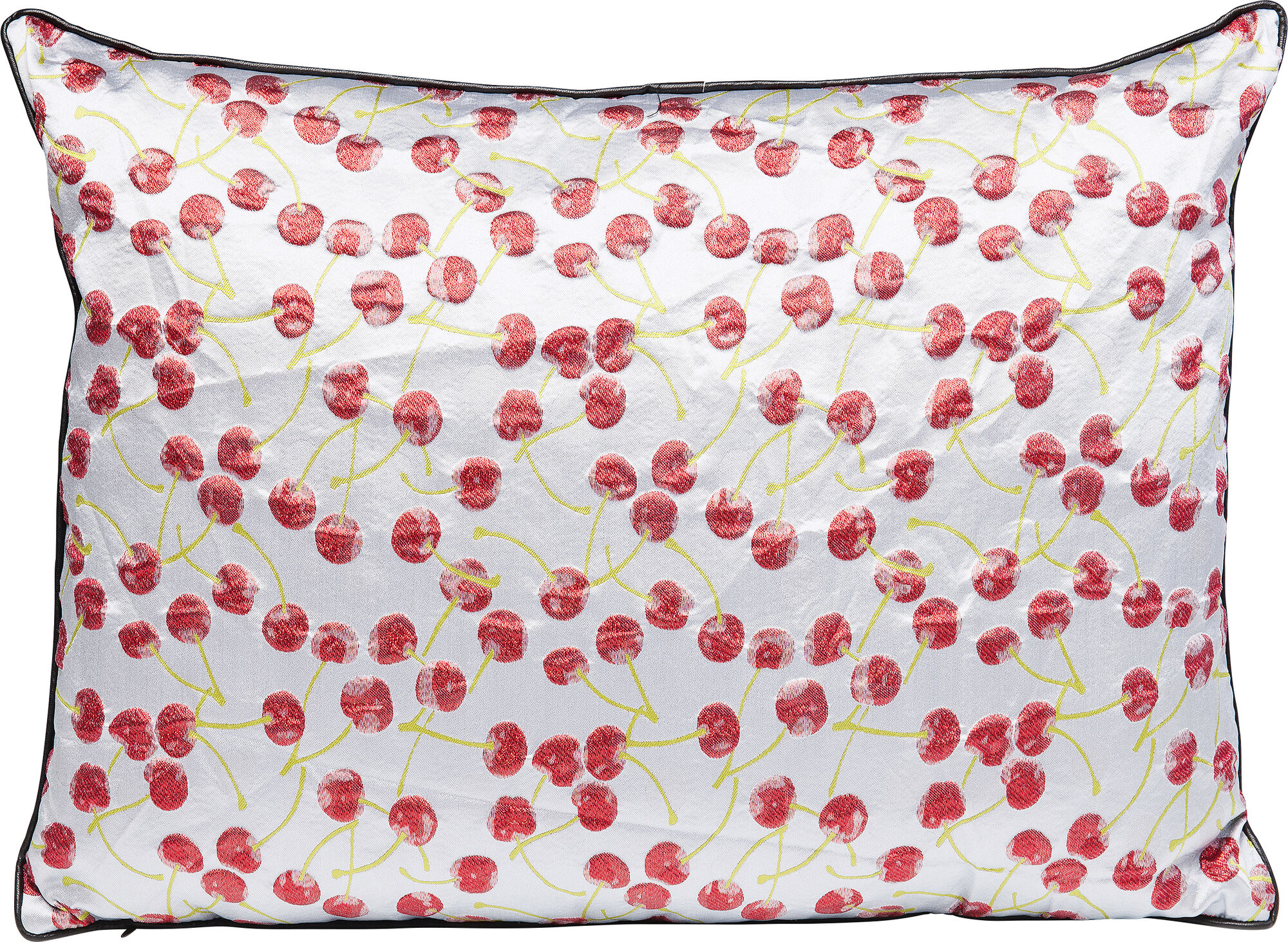 Poduszka dekoracyjna biała wiśnie 60x15 cm – obraz-1