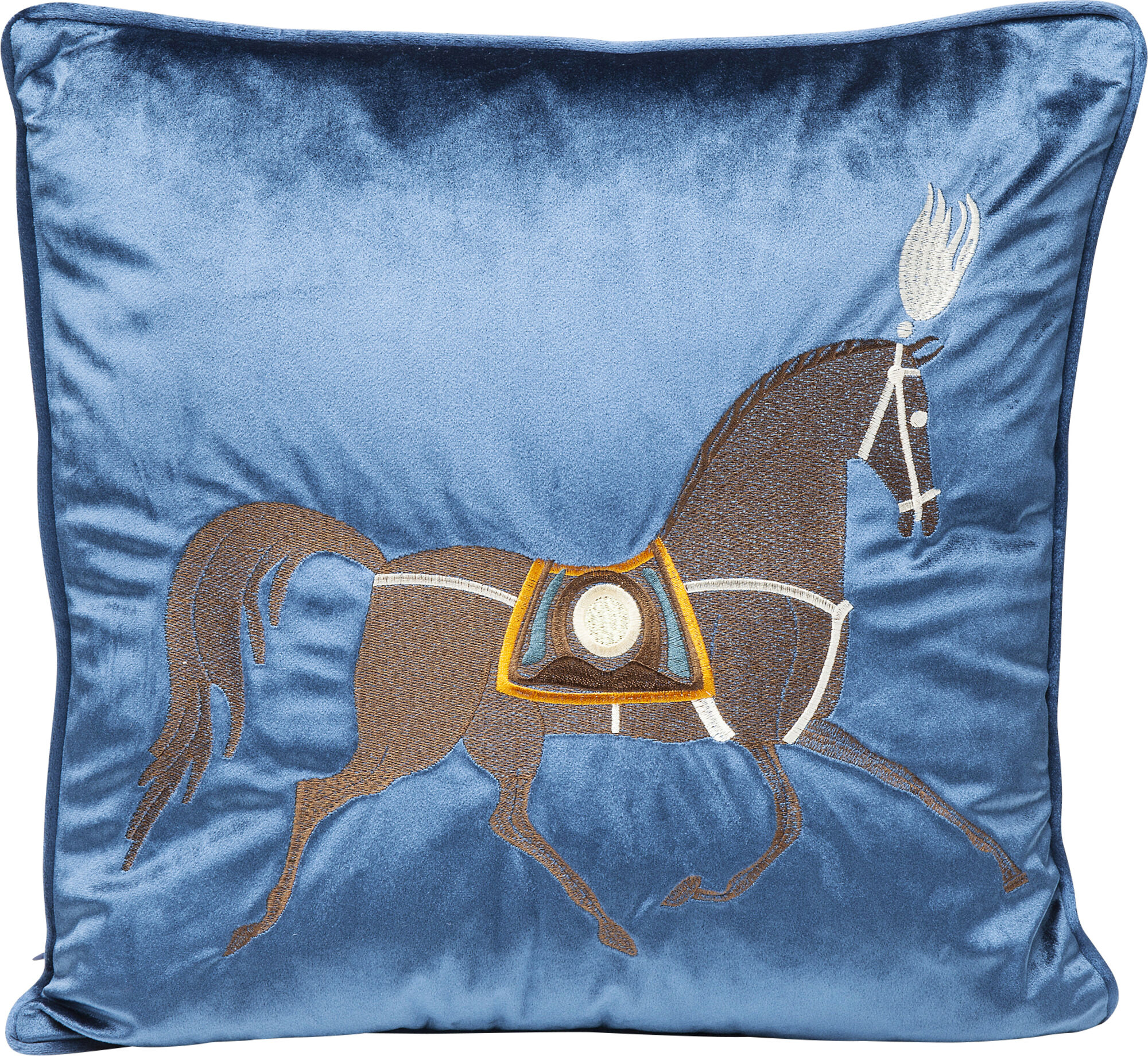 Poduszka dekoracyjna Classy Horse 45x45 cm niebieska – obraz-1