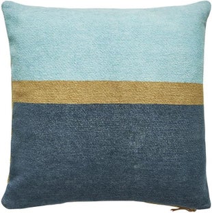 Poduszka dekoracyjna Connect 60x60 cm złota/china blue – obraz-1