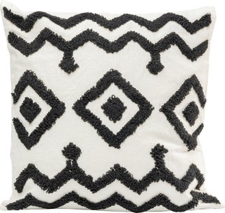 Poduszka dekoracyjna czarno-biała z wzorami 45x45 cm – obraz-1