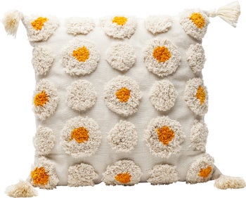 Poduszka dekoracyjna Daisys 45x45 cm biała – obraz-1