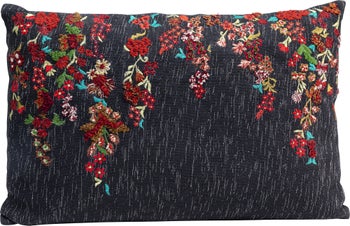 Cuscino ricamato "Viticci" in tessuto 60x40cm – immagine-1.