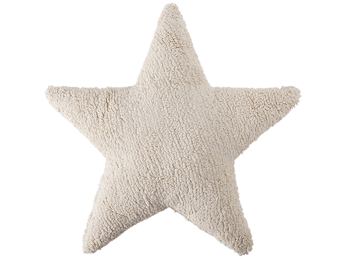 Poduszka dekoracyjna bawełna kremowa gwiazda 54x54 cm – obraz-1