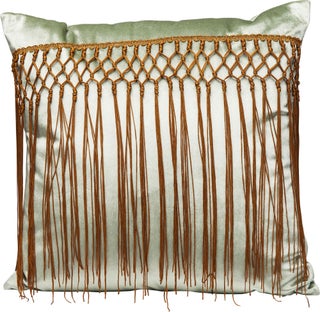 Poduszka dekoracyjna zielona frędzle 45x8 cm – obraz-1
