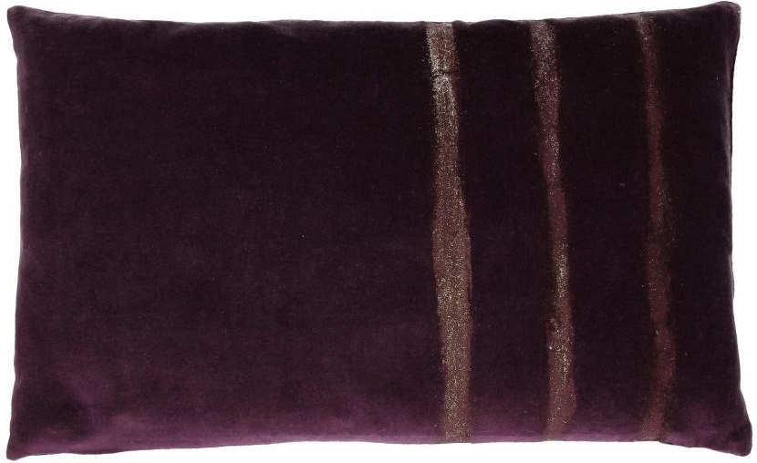 Poduszka dekoracyjna aksamit fioletowa 50x30 cm – obraz-1