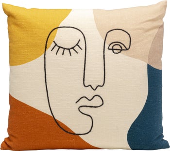 Poduszka dekoracyjna kolorowa twarz 50x50 cm bawełna – grafika-1.