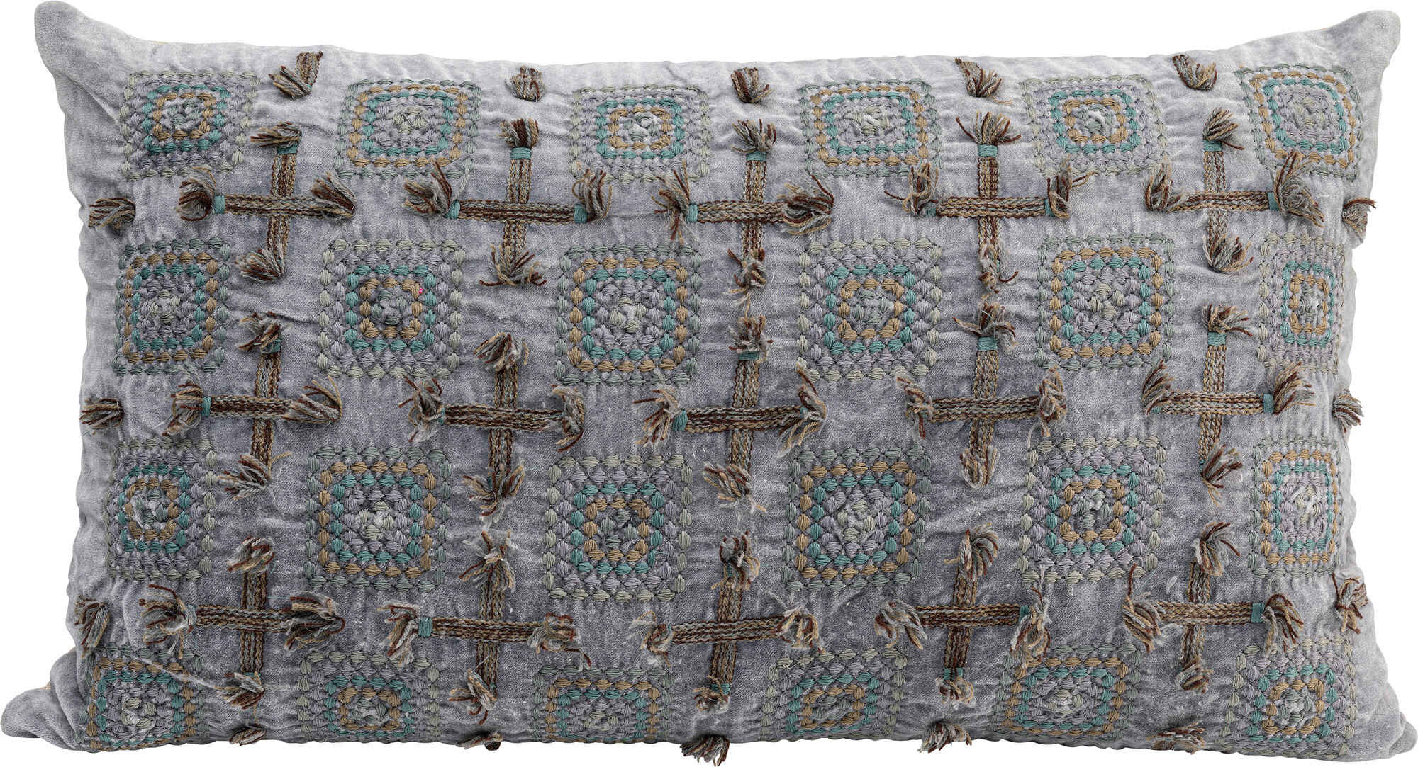 Poduszka dekoracyjna szara wzory 60x35 cm  – obraz-1