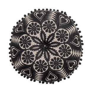 Poduszka dekoracyjna bawełna czarna Ø36 cm – obraz-1