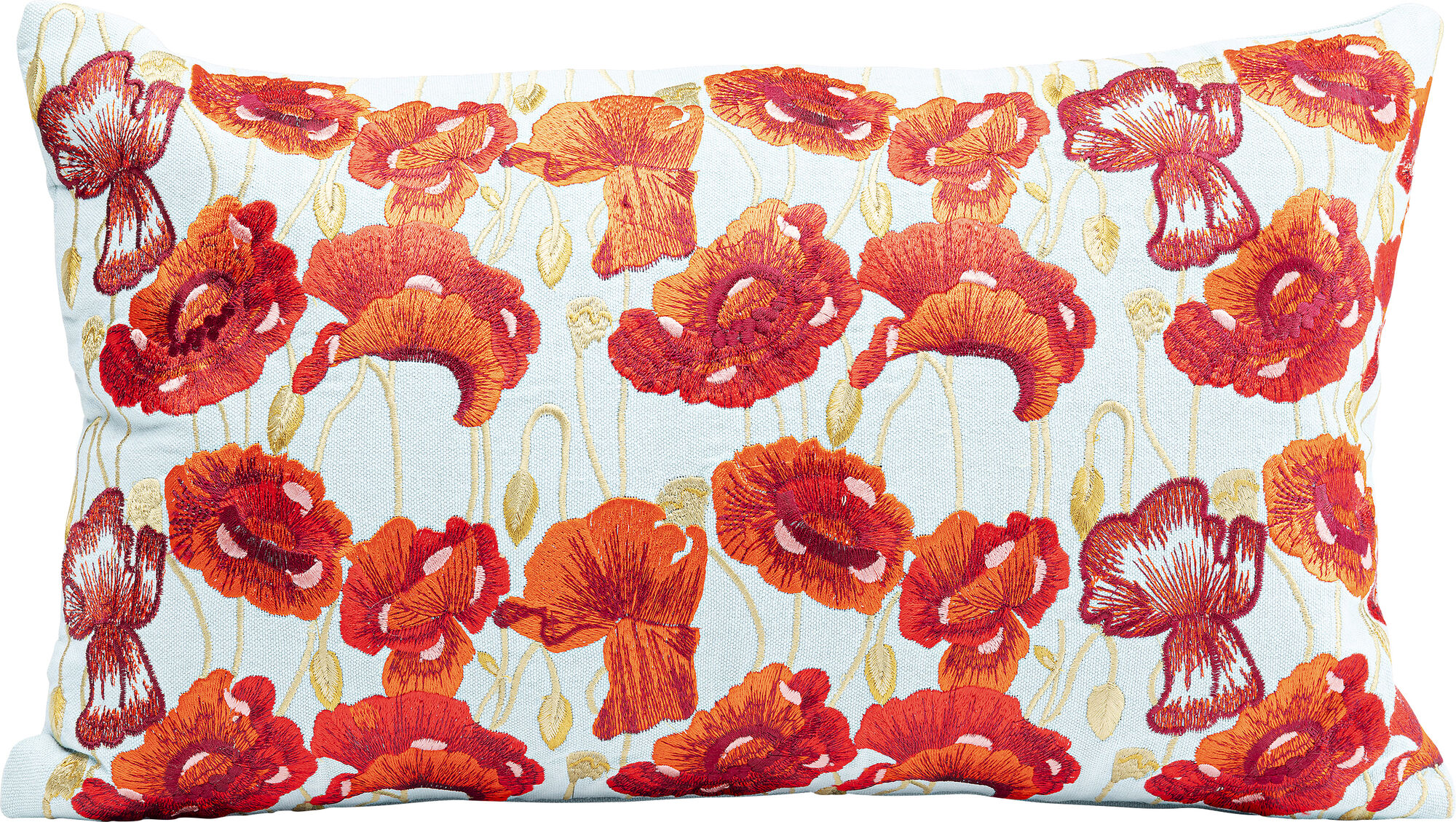 Poduszka dekoracyjna bawełna czerwona maki 50x10 cm – obraz-1