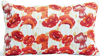 Poduszka dekoracyjna bawełna czerwona maki 50x10 cm – obraz-1