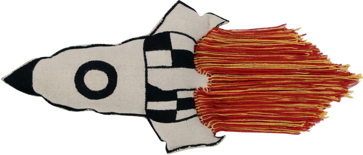 Poduszka dekoracyjna bawełna beżowa rakieta 65x30 cm – obraz-1