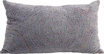 Poduszka dekoracyjna szara z kolorowymi wzorami 60x35 cm – obraz-1
