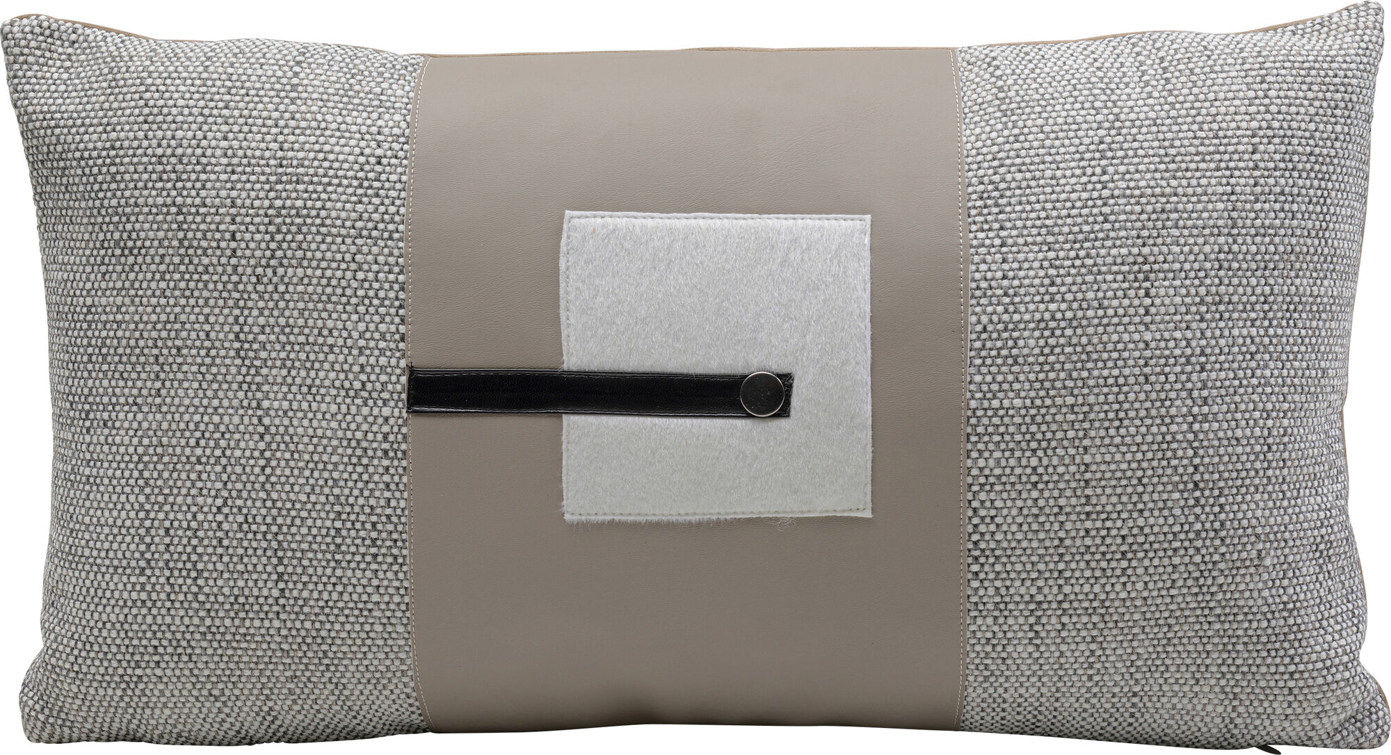 Poduszka dekoracyjna szaro-beżowa do salonu 50x30 cm – obraz-1