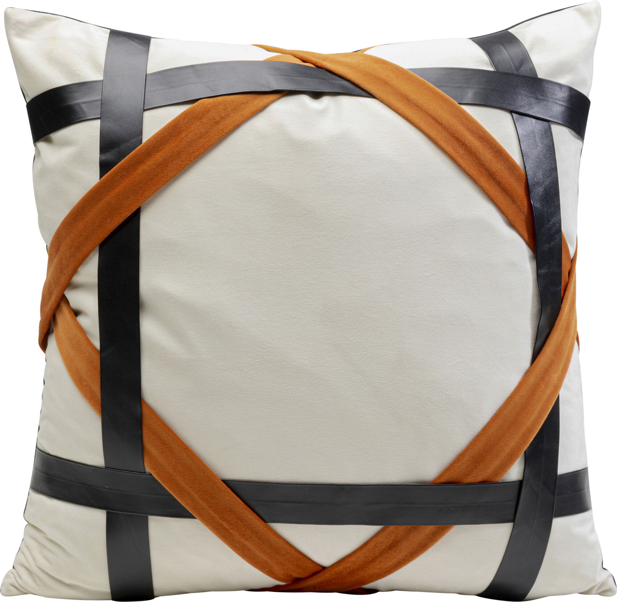 Poduszka dekoracyjna z czarno-pomarańczowymi pasami 45x45 cm – grafika-1.