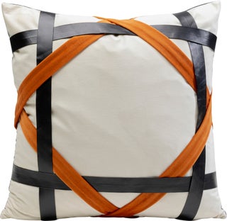 Almohada decorativa a rayas negras y naranjas 45x45 cm – Imagen-1.