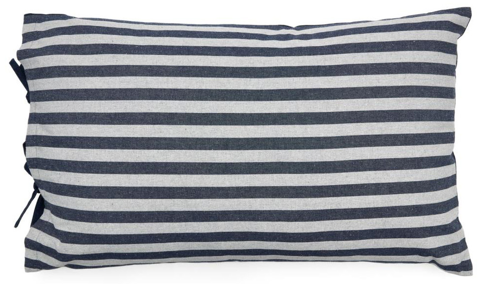 Poduszka dla zwierząt szaro-niebieska w paski 60x40 cm – obraz-1