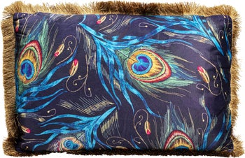 Poduszka Peacock Feather 60x40 cm niebieska – obraz-1