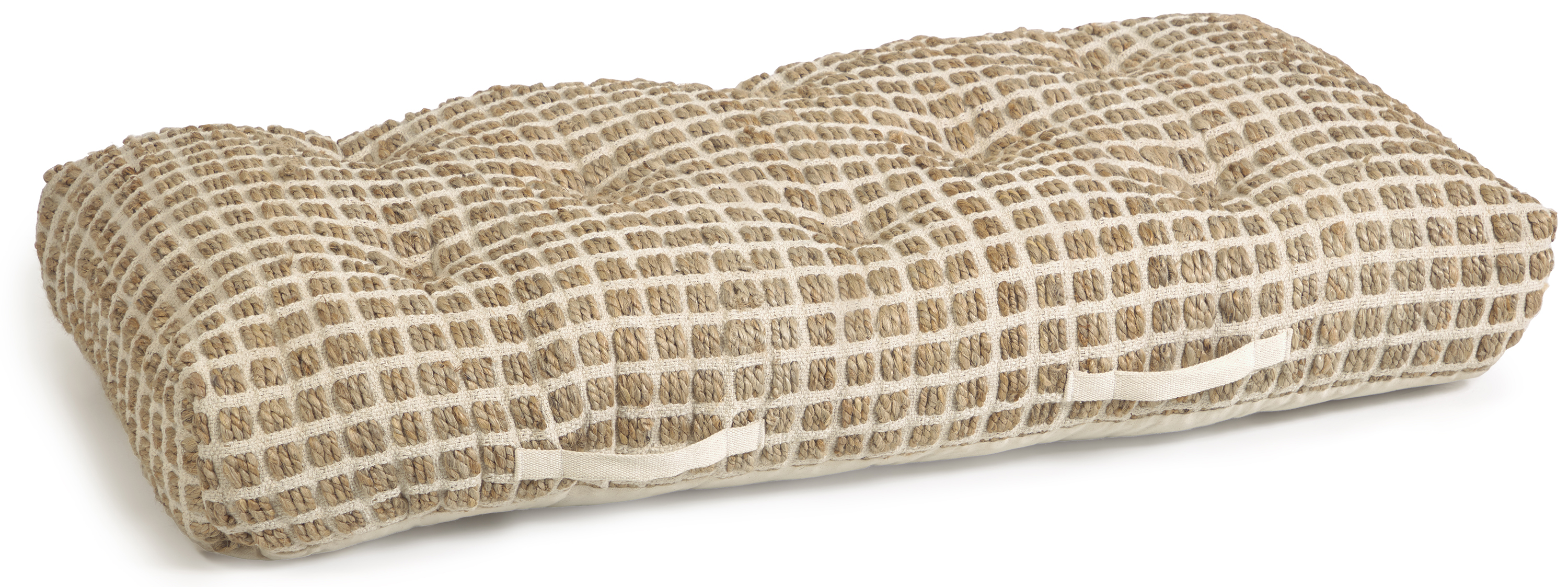 Poduszka podłogowa bawełniana z wzorem z juty kremowa – obraz-1