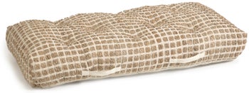 Poduszka podłogowa bawełniana z wzorem z juty kremowa – obraz-1