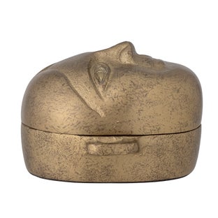 Pojemnik dekoracyjny aluminiowy złoty twarz 9x8 cm – obraz-1