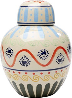 Pojemnik dekoracyjny z ceramiki boho kolorowe wzory Ø19x25 cm – obraz-1