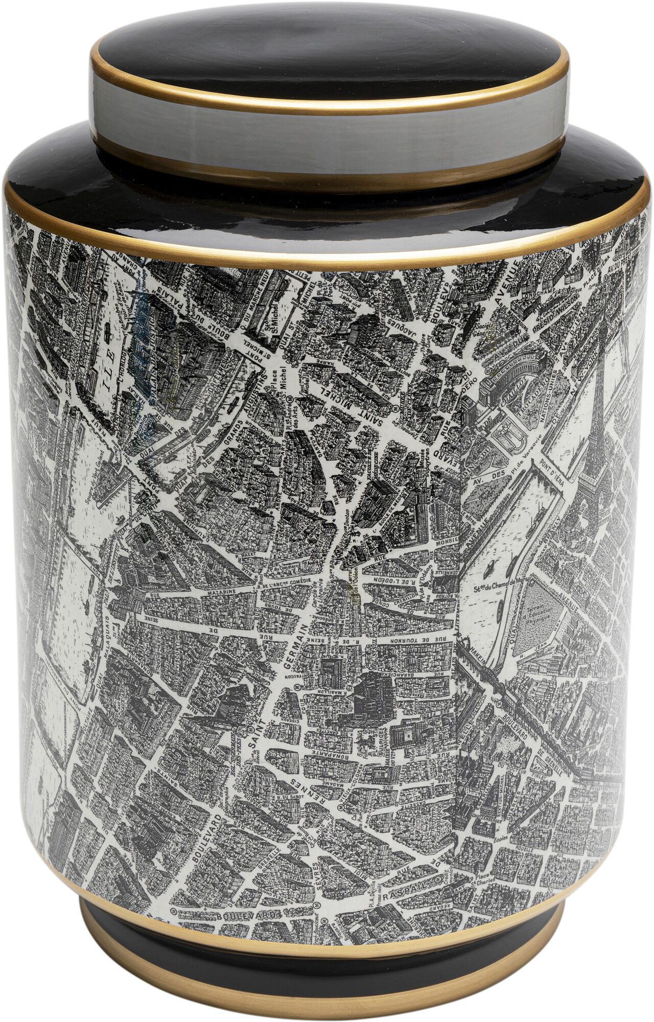 Pojemnik dekoracyjny z porcelany Ø22x33 cm ulice Paryża – obraz-1