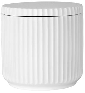 Pojemnik łazienkowy z pokrywką Marlena Ø9x9 cm biały – obraz-1