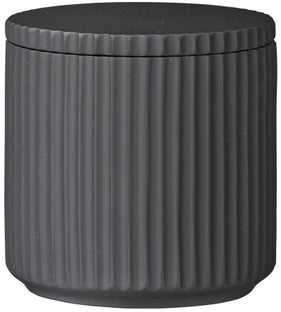 Pojemnik łazienkowy z pokrywką Marlena Ø9x9 cm grafitowy – obraz-1