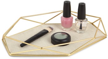 Pojemnik na biżuterię metalowy złoty 23x16 cm – obraz-1