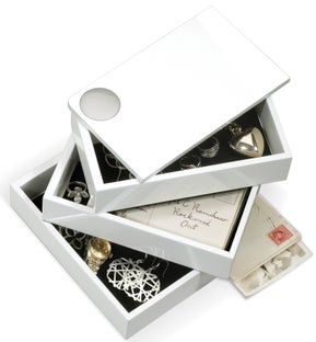 Pojemnik na biżuterię drewniany biały 19x12 cm – obraz-1