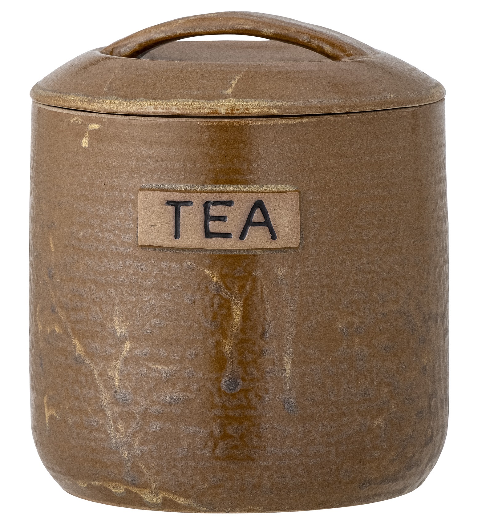 Pojemnik na kawę w brązowym odcieniu ręcznie zdobiony glazurą z kamionki Ø12,5 cm – obraz-1