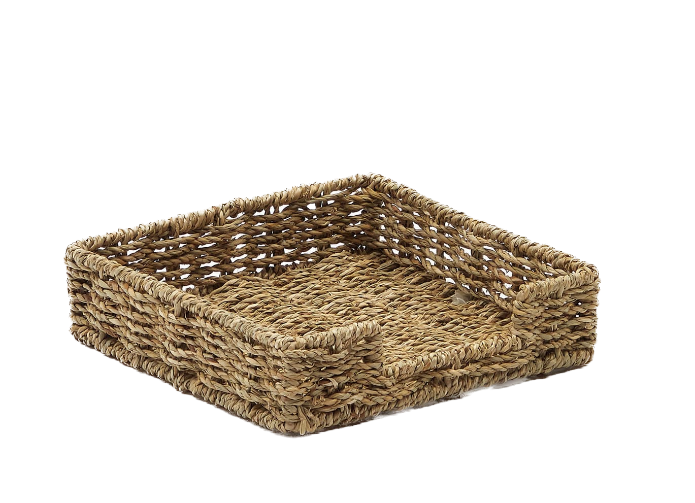 Pojemnik na serwetki brązowy trawa morska 22x22 cm  – obraz-1