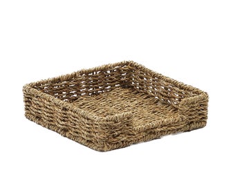 Pojemnik na serwetki brązowy trawa morska 22x22 cm – obraz-1