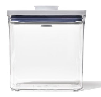 Pojemnik prostokątny na przekąski i sypką żywność przezroczysty z białą pokrywką tworzywo sztuczne 1,6 L – grafika-1.