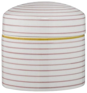 Pojemnik z pokrywką biały kamionkowy Ø12x12 cm – obraz-1