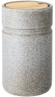 Pojemnik z pokrywką ceramiczny szary Ø11x20 cm – obraz-1