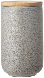Pojemnik z pokrywką ceramiczny szary Ø12x21 cm – obraz-1