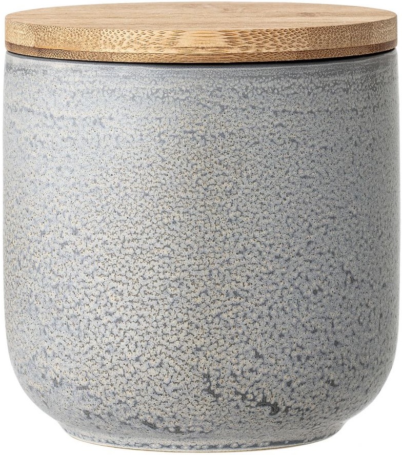 Pojemnik z pokrywką ceramiczny szary Ø13x13 cm – obraz-1