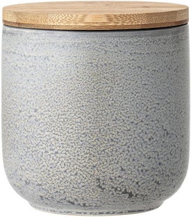 Pojemnik z pokrywką ceramiczny szary Ø13x13 cm – obraz-1