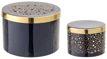 Pojemniki z przykrywką metalowe niebieskie 15x11 cm – obraz-1